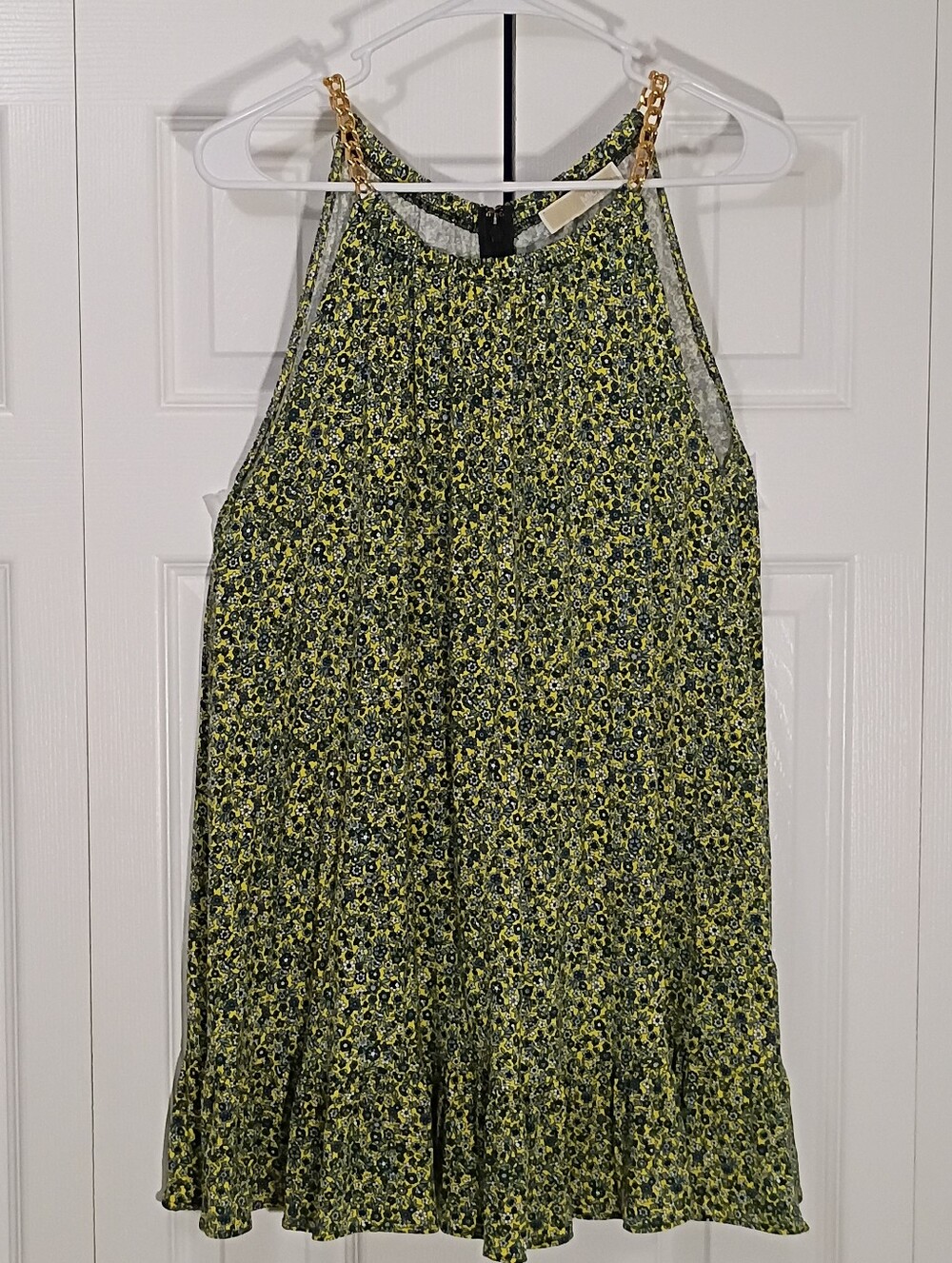 Michael Kors Gold Chain Neck Floral Halter Top